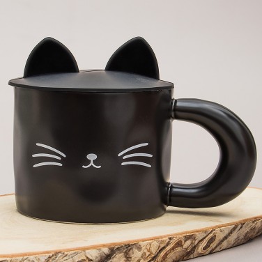 Кружка с крышкой Черные ушки