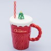 Кружка с крышкой Ёлочный фейерверк - Фото № 4
