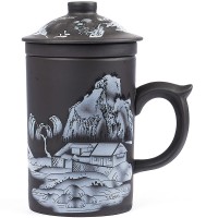 Кружка с ситечком Домик в горах