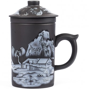 Кружка с ситечком Домик в горах