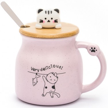 Кружка с крышкой Котенок и рыбка Кружка с крышкой Котенок и рыбка