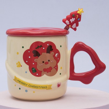 Кружка с крышкой Новогодний олененок