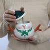 Кружка с крышкой Забавный снеговик - Фото № 3