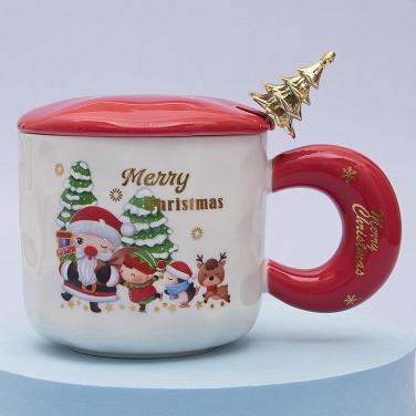 Кружка с крышкой Хоровод на Новый год