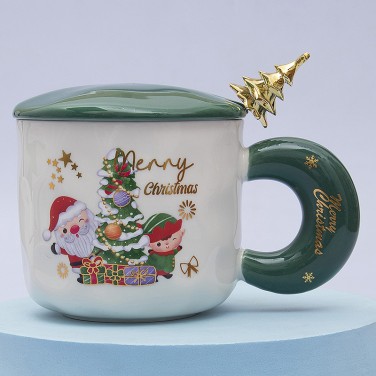 Кружка с крышкой Золотая ель