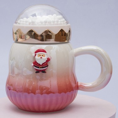 Кружка с крышкой Снежный Новый год