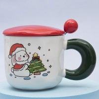 Кружка с крышкой Зайка с ёлкой