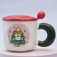 Кружка с крышкой Новогодний зайка