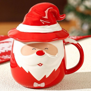 Кружка с крышкой Милый Дедушка Мороз Кружка с крышкой Милый Дедушка Мороз