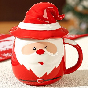 Кружка с крышкой Дед Мороз - сюрприз