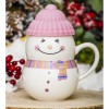 Кружка с крышкой Снеговик - розовые щечки - Фото № 4
