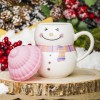 Кружка с крышкой Снеговик - розовые щечки - Фото № 5