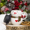 Кружка с крышкой Снеговик с сердечком - Фото № 5