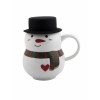 Кружка с крышкой Снеговик с сердечком - Фото № 6
