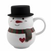 Кружка с крышкой Снеговик с сердечком - Фото № 7