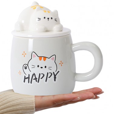 Кружка с крышкой Пушистик на крыше
