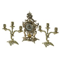 Часы каминные с канделябрами Лаурель