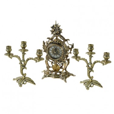 Часы каминные с канделябрами Лаурель