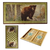 Подарочные нарды и шашки Мишка в лесу