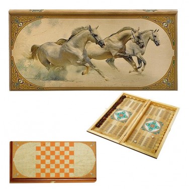 Подарочные нарды и шашки Арабский скакун