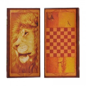 Подарочные нарды и шашки Грозный лев Подарочные нарды и шашки Грозный лев
