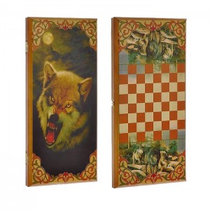 Подарочные нарды и шашки Волчья стая Подарочные нарды и шашки Волчья стая