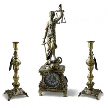 Часы каминные с канделябрами Справедливая Фемида