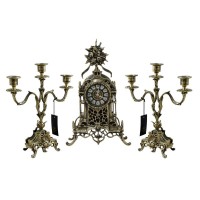 Часы каминные с канделябрами Эркер