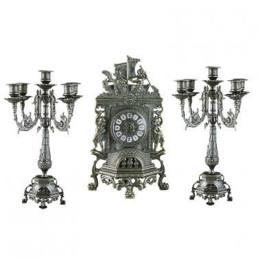 Часы каминные с канделябрами Замия Часы каминные с канделябрами Замия