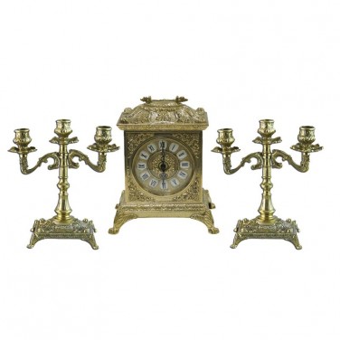 Часы каминные с канделябрами Кэролайн