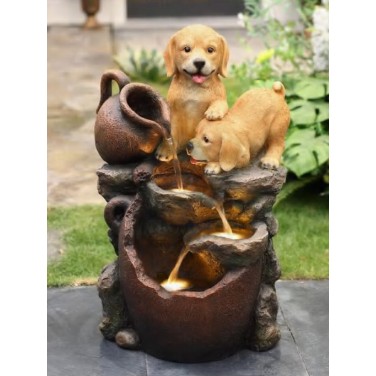 Декоративный фонтан Веселые щенки (с подсветкой)