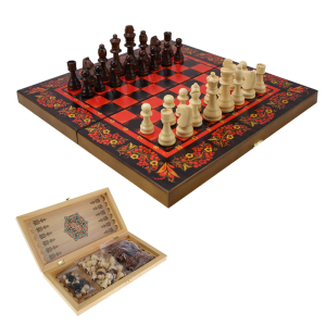 Подарочные нарды и шахматы Хохлома