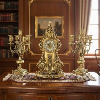 Часы каминные с канделябрами Инталия Часы каминные с канделябрами Инталия
