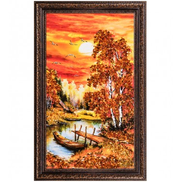 Картина Осенний закат (янтарная крошка)
