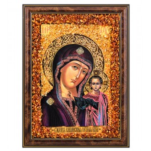 Икона Божией Матери Казанская (янтарная крошка)