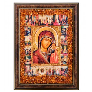 Икона Казанской Божией Матери (янтарная крошка)