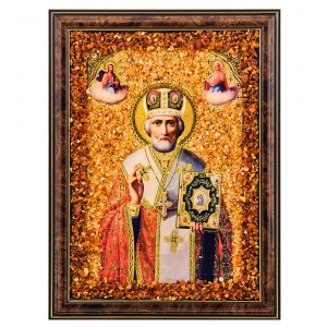 Икона Николай Чудотворец (янтарная крошка)