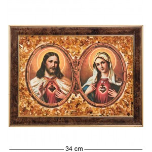 Панно Икона Иисус и Мария (янтарная крошка)