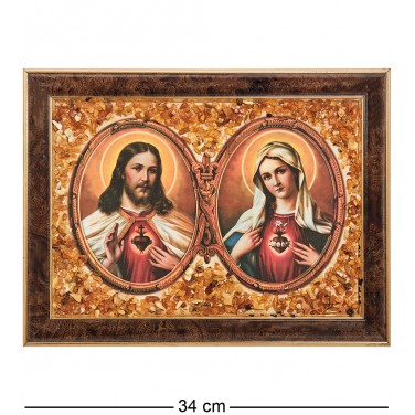 Панно Икона Иисус и Мария (янтарная крошка)