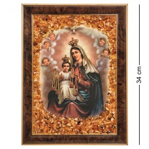 Икона Пресвятой Девы Марии Кармельская (янтарная крошка)