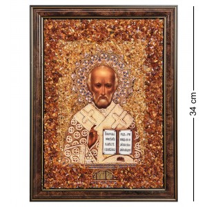 Икона Святой Николай Чудотворец (янтарная крошка)