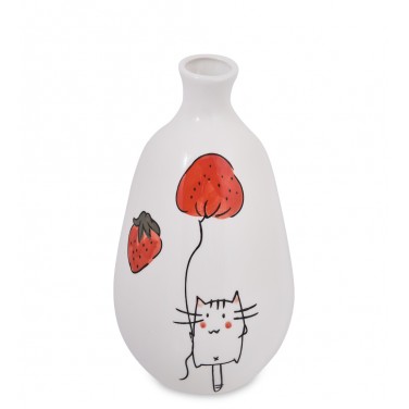 Керамическая ваза Кот с клубникой