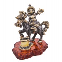 Фигурка Лошадь и дед (янтарь)