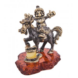 Фигурка Лошадь и дед (янтарь)