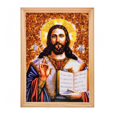 Икона Иисус Христос (янтарная крошка)