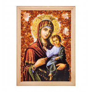 Икона Божией Матери Иверская (янтарная крошка)