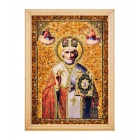 Икона Николай Чудотворец (янтарная крошка)