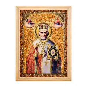 Икона Николай Чудотворец (янтарная крошка)