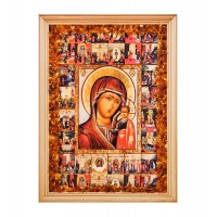 Икона Божией Матери Казанская (янтарная крошка)