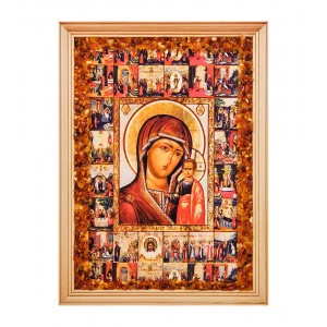 Икона Божией Матери Казанская (янтарная крошка)